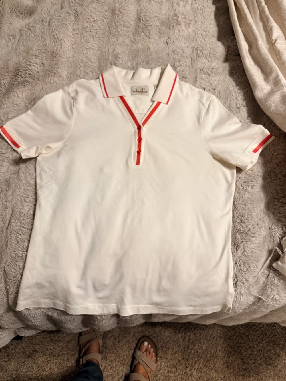 Ladies White Golf Polo Shirt with hot pink Trim